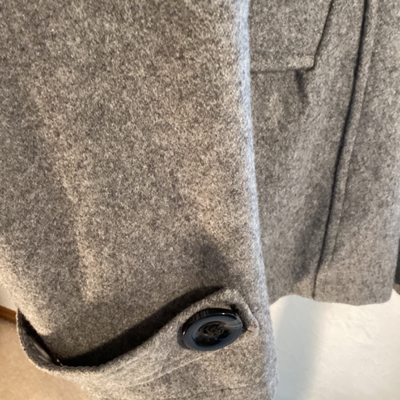 Wool Blend Gray Button Front Coat - Picture 7 of 11